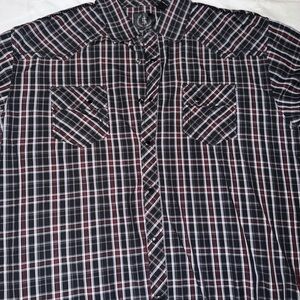 Men's Black and Red Plaid Shirt